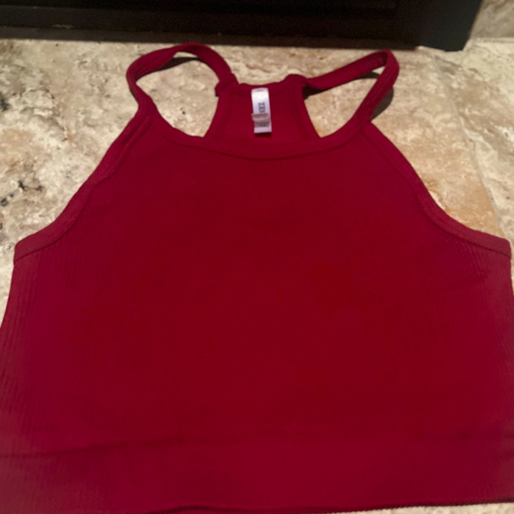 Wine red cropped tank.